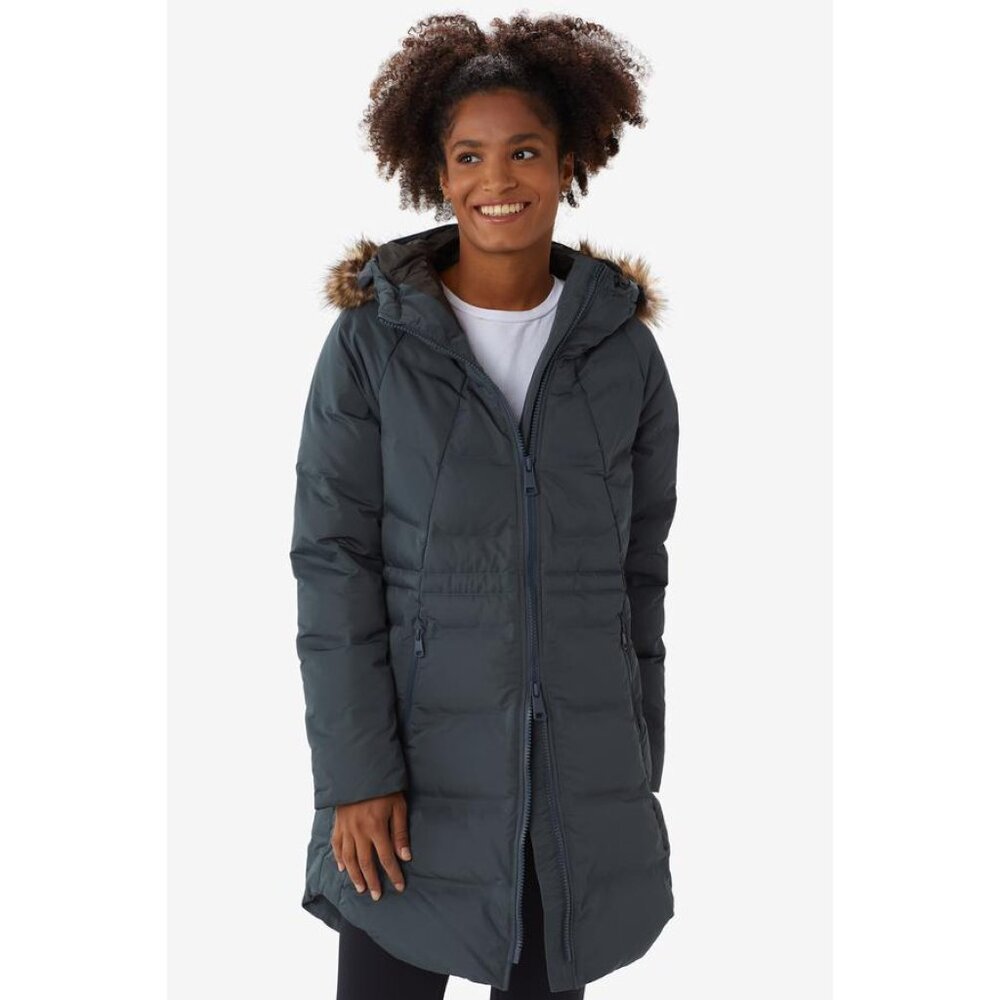 Lolë Katie Down Parka XL | Charcoal Gray | Faux Fur Trim Hood | 650 Fill
